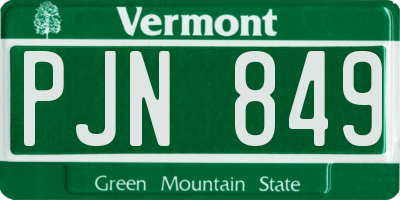 VT license plate PJN849