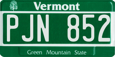 VT license plate PJN852