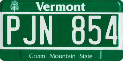 VT license plate PJN854