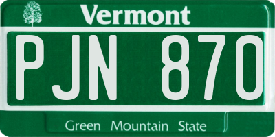 VT license plate PJN870