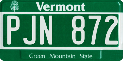 VT license plate PJN872