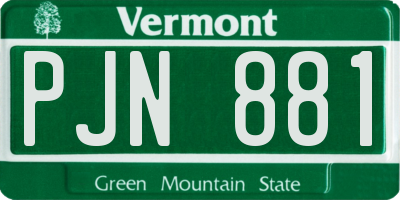 VT license plate PJN881