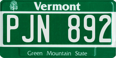 VT license plate PJN892