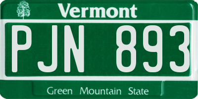 VT license plate PJN893