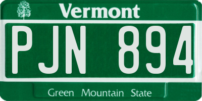 VT license plate PJN894
