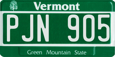 VT license plate PJN905