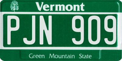 VT license plate PJN909