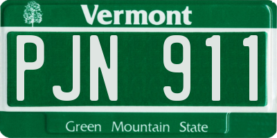 VT license plate PJN911