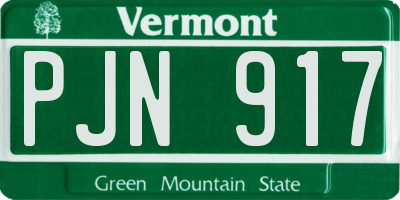 VT license plate PJN917