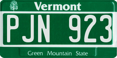 VT license plate PJN923