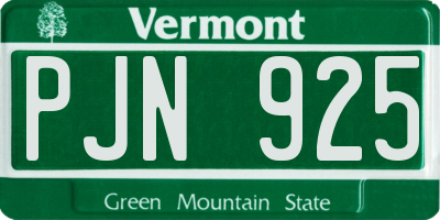 VT license plate PJN925