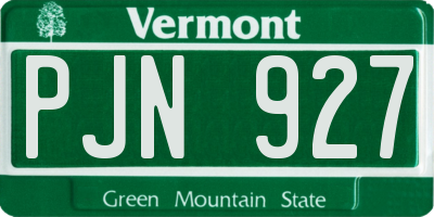 VT license plate PJN927