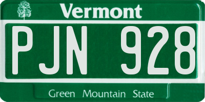 VT license plate PJN928