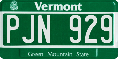 VT license plate PJN929