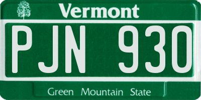 VT license plate PJN930
