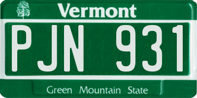 VT license plate PJN931