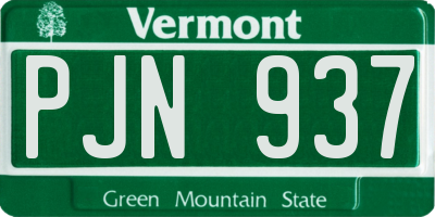VT license plate PJN937