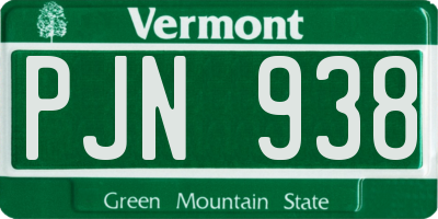VT license plate PJN938