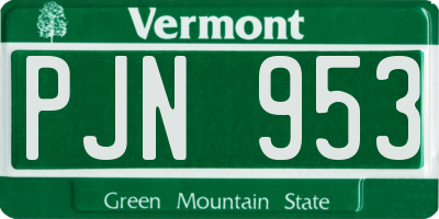 VT license plate PJN953