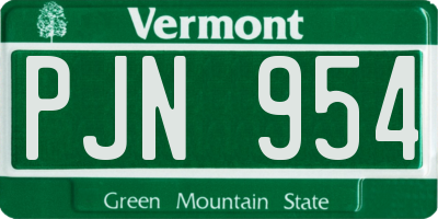 VT license plate PJN954