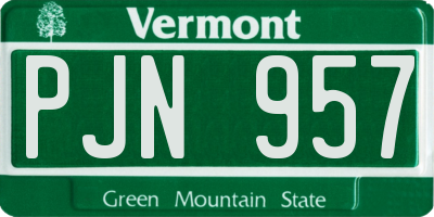 VT license plate PJN957