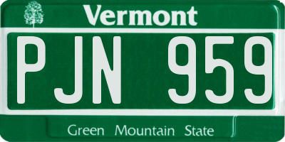 VT license plate PJN959