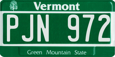 VT license plate PJN972