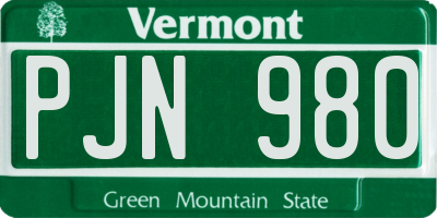 VT license plate PJN980