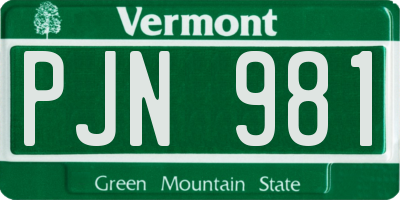 VT license plate PJN981