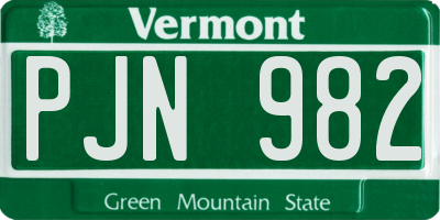 VT license plate PJN982
