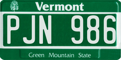 VT license plate PJN986