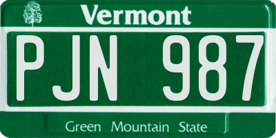VT license plate PJN987