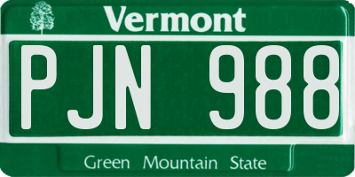 VT license plate PJN988