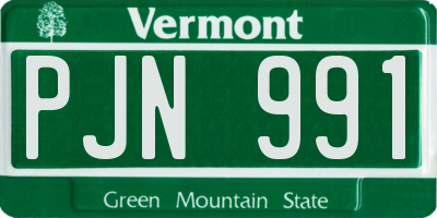 VT license plate PJN991