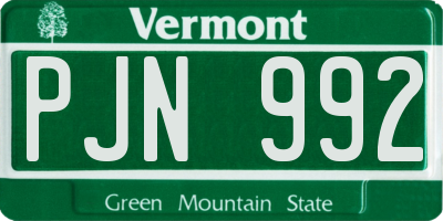 VT license plate PJN992