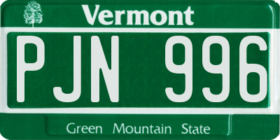 VT license plate PJN996