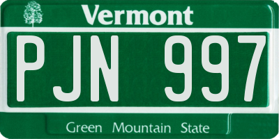VT license plate PJN997