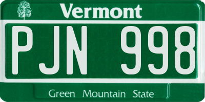 VT license plate PJN998