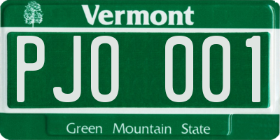 VT license plate PJO001