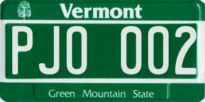 VT license plate PJO002