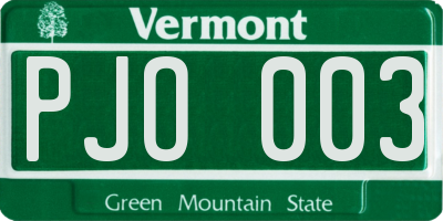 VT license plate PJO003
