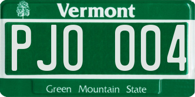VT license plate PJO004