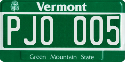 VT license plate PJO005