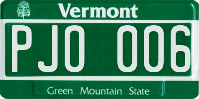 VT license plate PJO006