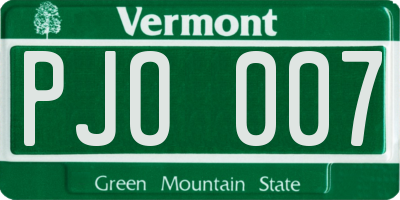 VT license plate PJO007