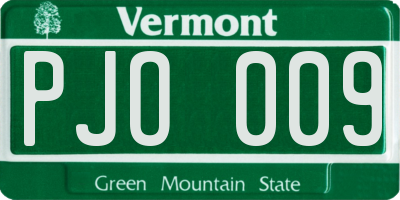 VT license plate PJO009