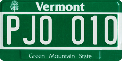 VT license plate PJO010