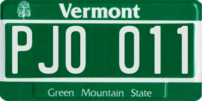 VT license plate PJO011