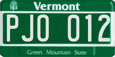 VT license plate PJO012