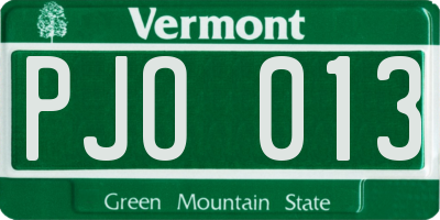 VT license plate PJO013